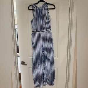 Blue and white j crew jumpsuit